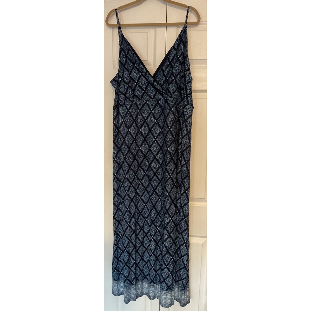 Loft Beach Blue Long Patterned Maxi Dress Plus‎ Size 24/26